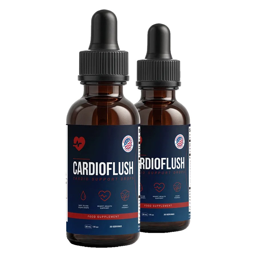 Two bottles of CardioFlush liquid drops